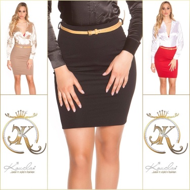 Waist-Miniskirt with zipper and belt Black